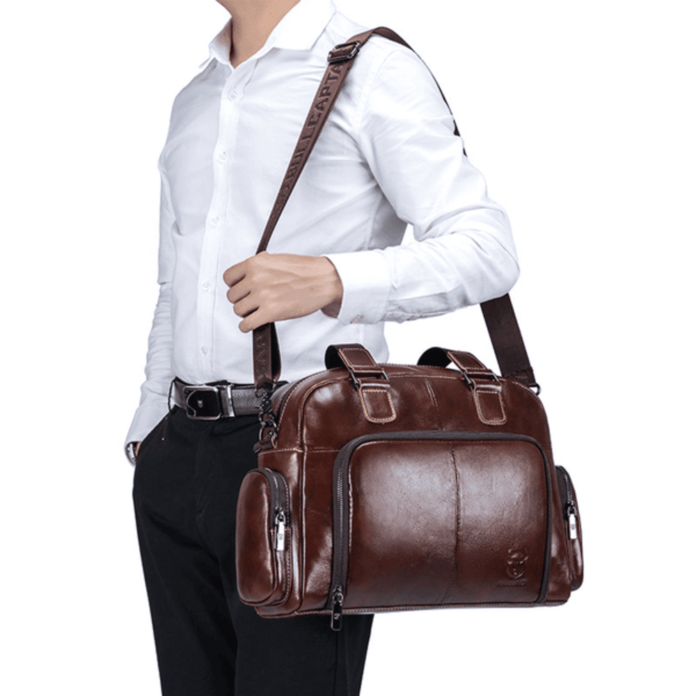 Charles Elite - Men’s Luxury Cowhide Leather Travel Handbag