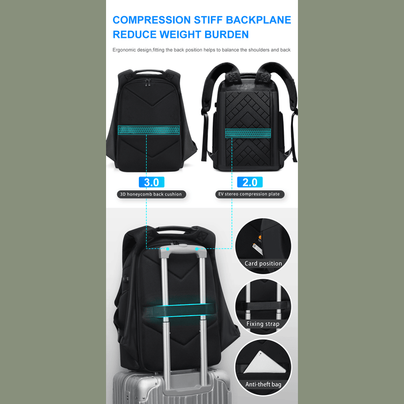 CityStride Waterproof Anti - Theft Backpack with USB Charging