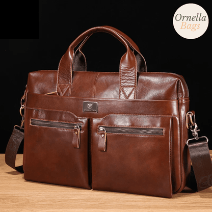 Frederick Regal - Men’s Genuine Leather Briefcase: 14 - Inch Laptop, Office Business Shoulder Handbag