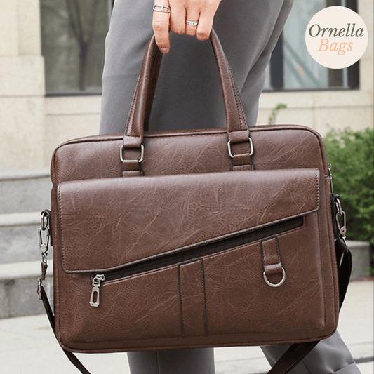 Phillip Royal - Men’s Large PU Leather Briefcase: Laptop, Document Shoulder Messenger Tote Crossbody Bag