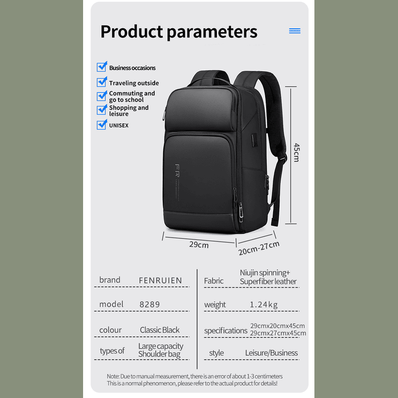 SkylineMaster - Business Backpack with USB Charging