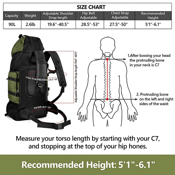 TitanQuest 90L - Tactical Military Camping Backpack for Men