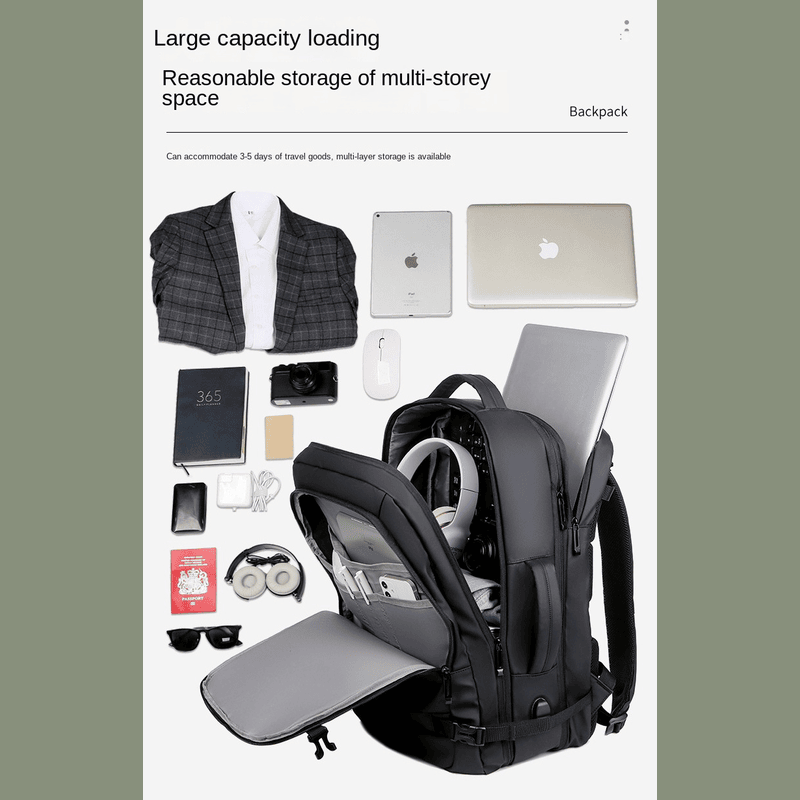 UrbanElite - 40L Expandable USB Travel Backpack