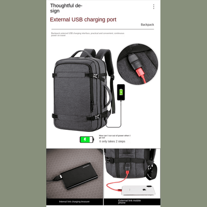 UrbanElite - 40L Expandable USB Travel Backpack